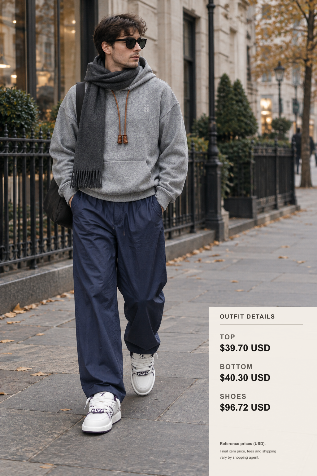 Loewe Scarf Layers for Fall and Winter outfit 1 full-body street style for fashionreps