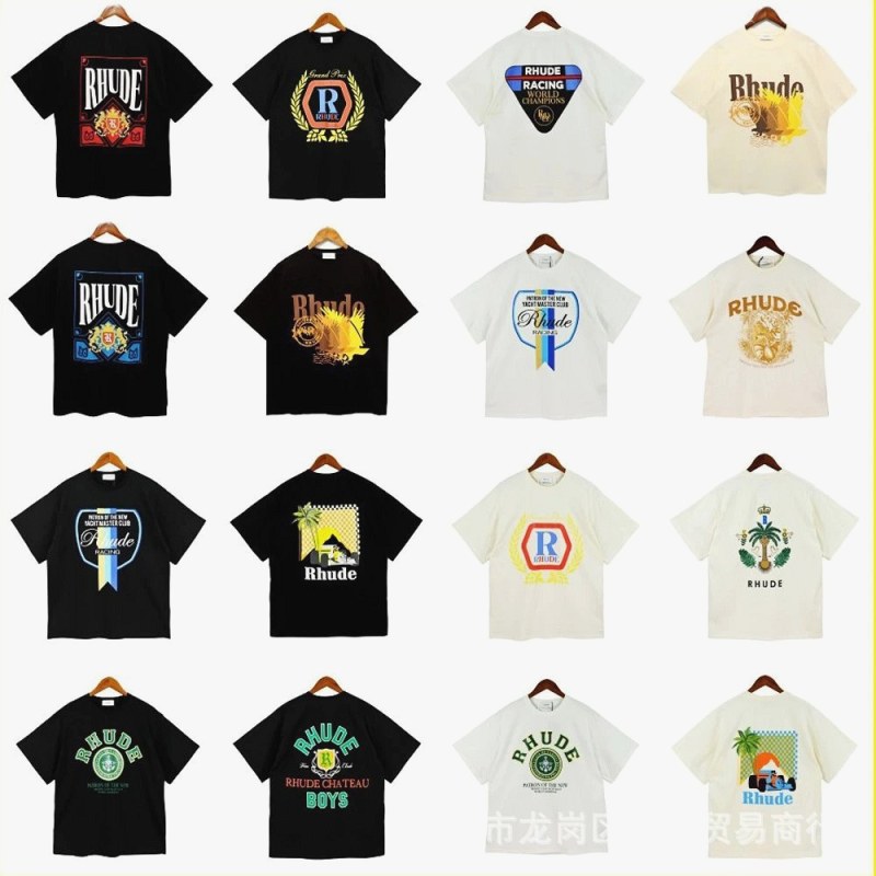 Rhude Trendy T-Shirts with Various Printed Designs Review: 240g Cotton at $8.36
